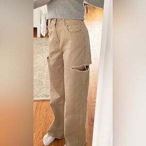 Glassons Tan Distressed High-Waisted Jeans